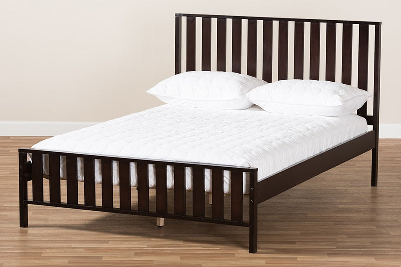 Harlan Dark Brown Finished Wood Platform Bed w/Vertical Slat Headboard (Full) iHome Studio