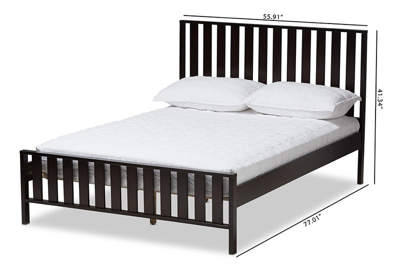 Harlan Dark Brown Finished Wood Platform Bed w/Vertical Slat Headboard (Full) iHome Studio