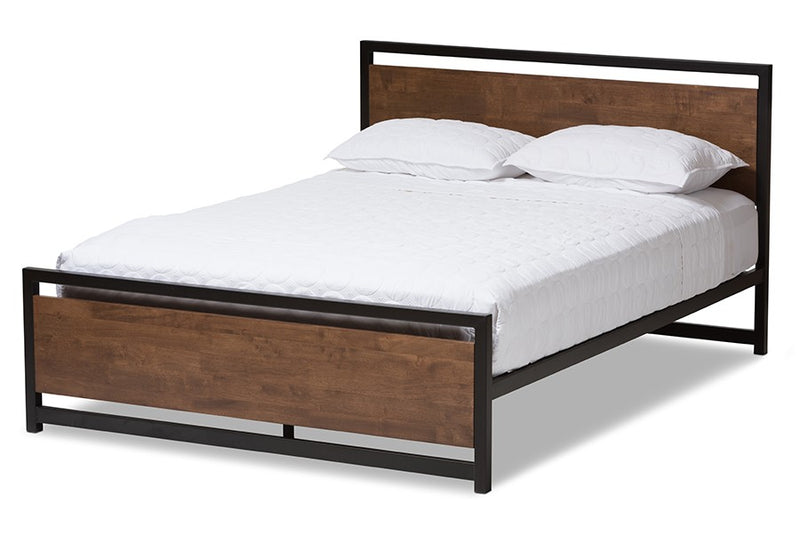 Gabby Black Finished Metal Platform Bed w/Wood Panel Board (Full) iHome Studio