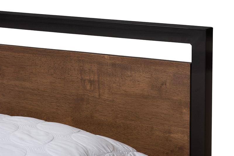 Gabby Black Finished Metal Platform Bed w/Wood Panel Board (Full) iHome Studio
