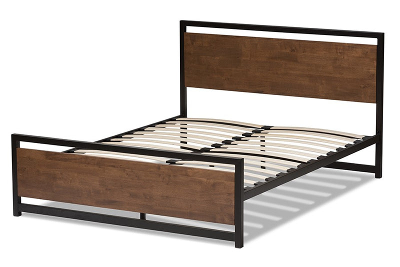 Gabby Black Finished Metal Platform Bed w/Wood Panel Board (Queen) iHome Studio