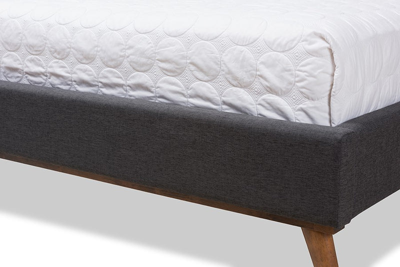 Valencia Dark Grey Fabric Platform Bed w/Button Tufted Headboard (King) iHome Studio