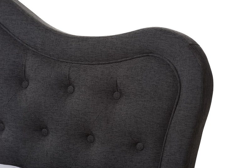 Alicia Dark Grey Fabric Platform Bed w/Sloping Silhouette Headboard (King) iHome Studio