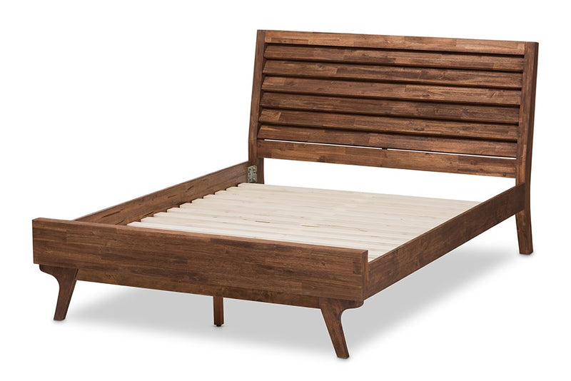 Sierra Two-Tone Distressed Brown Wood Platform Bed (Queen) iHome Studio