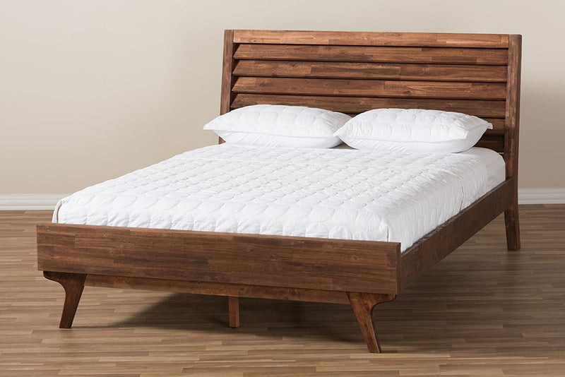 Sierra Two-Tone Distressed Brown Wood Platform Bed (Queen) iHome Studio