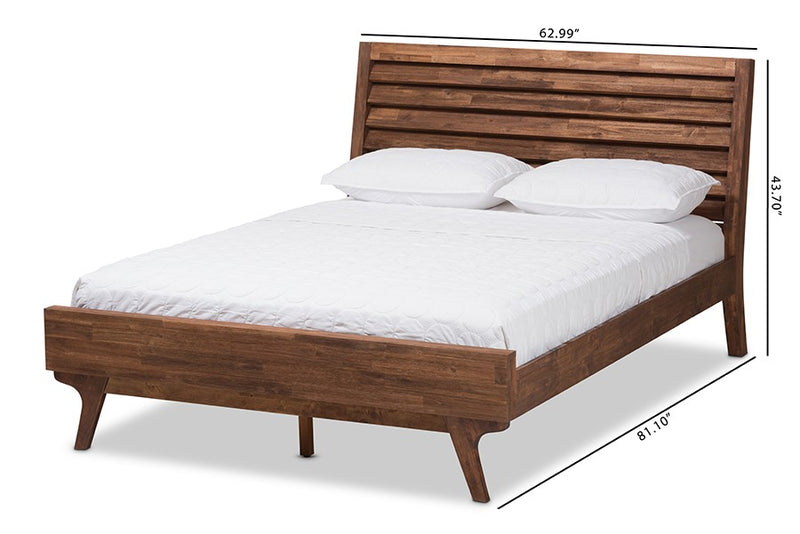 Sierra Two-Tone Distressed Brown Wood Platform Bed (Queen) iHome Studio