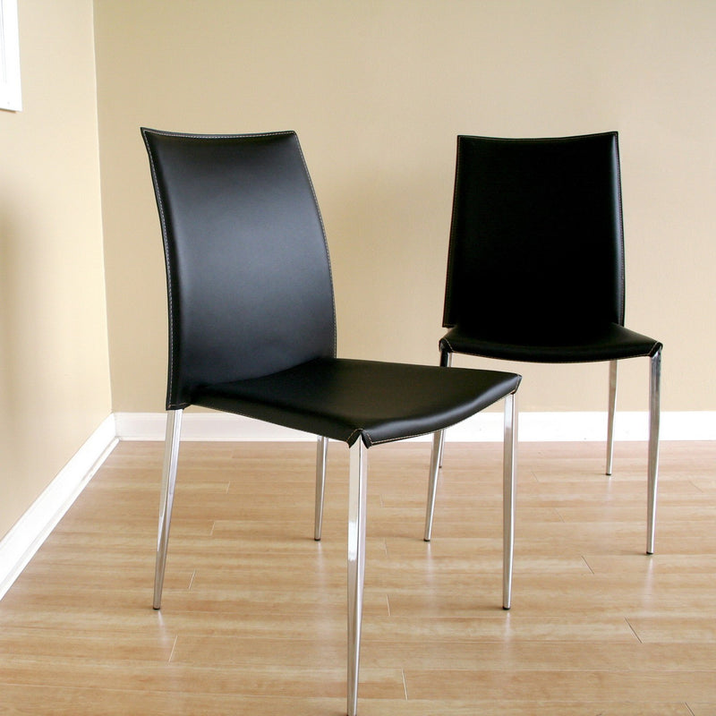 Benton Leather Dining Chair Black - 2pcs iHome Studio