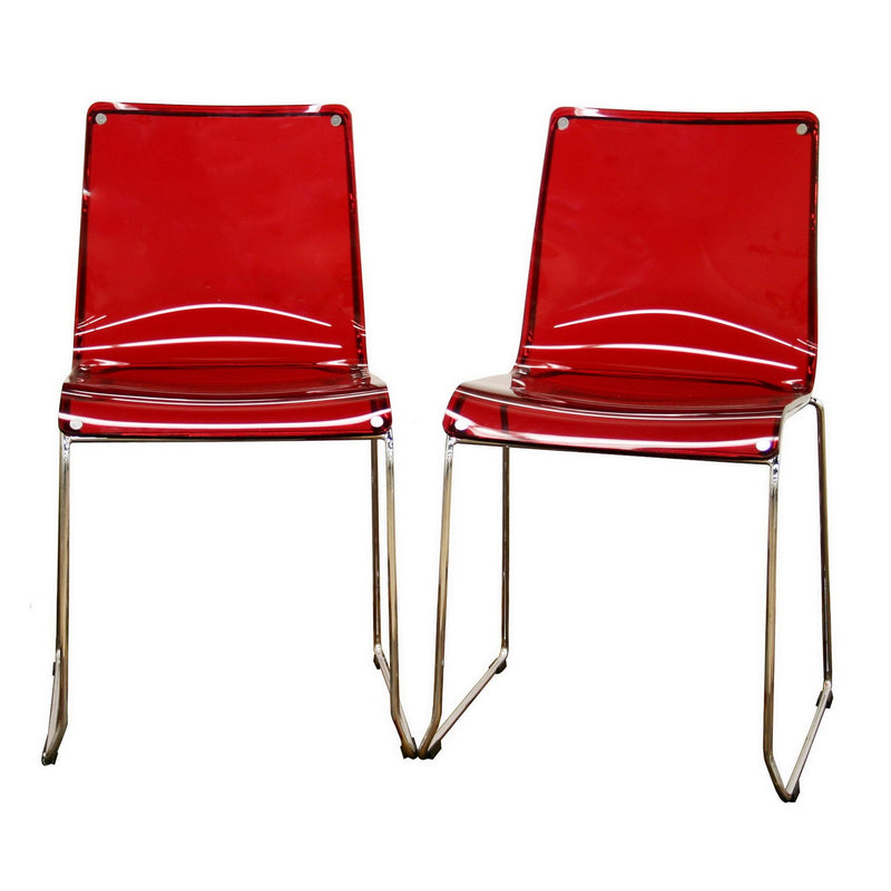 Lino Acrylic Accent Chair Dining Chair Transparent Red - 2pcs iHome Studio