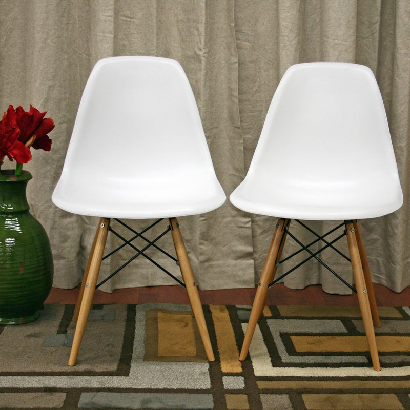 Azzo White Plastic Mid-Century Shell Chair - 2pcs iHome Studio