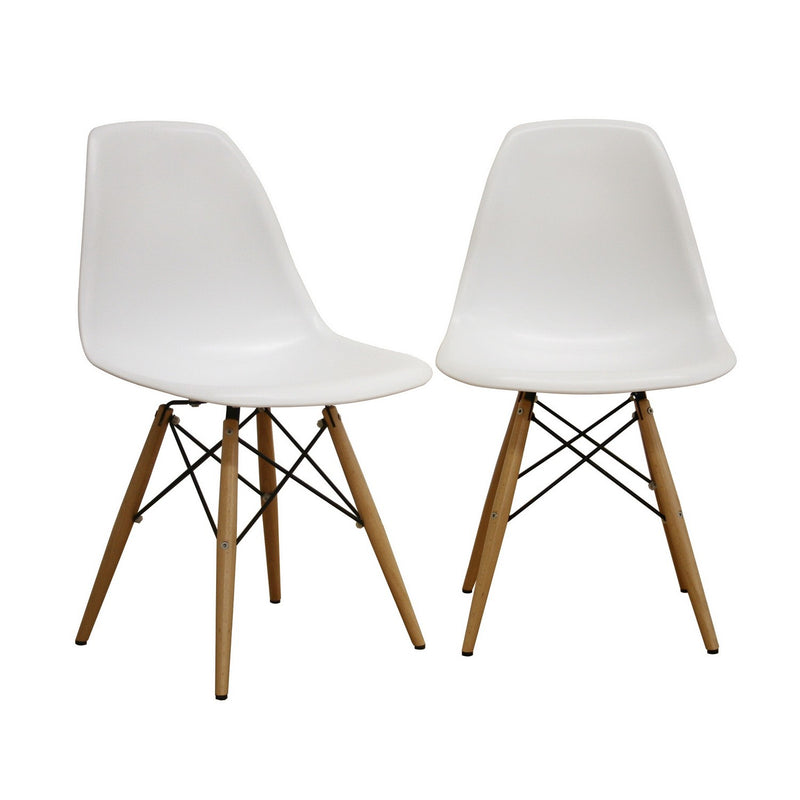 Azzo White Plastic Mid-Century Shell Chair - 2pcs iHome Studio