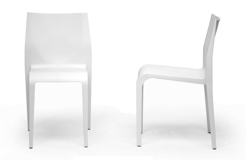 Blanche White Molded Plastic Modern Dining Chair - 2pcs iHome Studio