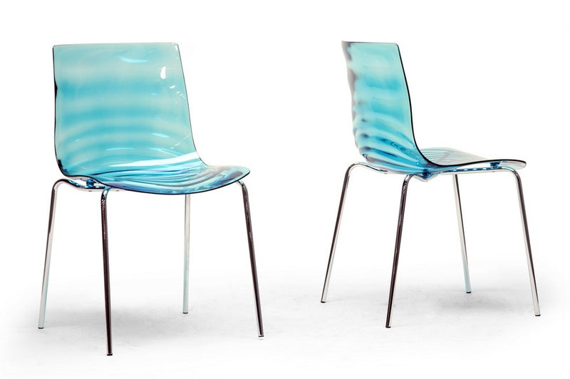 Marisse Blue Plastic Modern Dining Chair - 2pcs iHome Studio