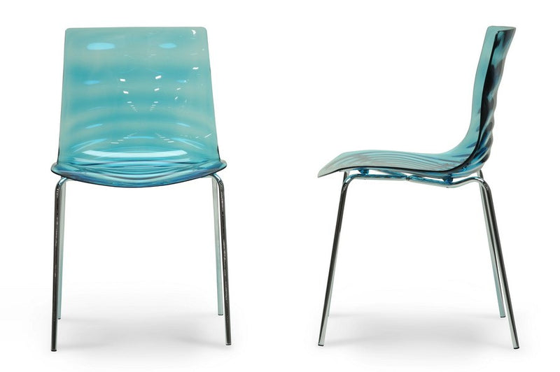 Marisse Blue Plastic Modern Dining Chair - 2pcs iHome Studio