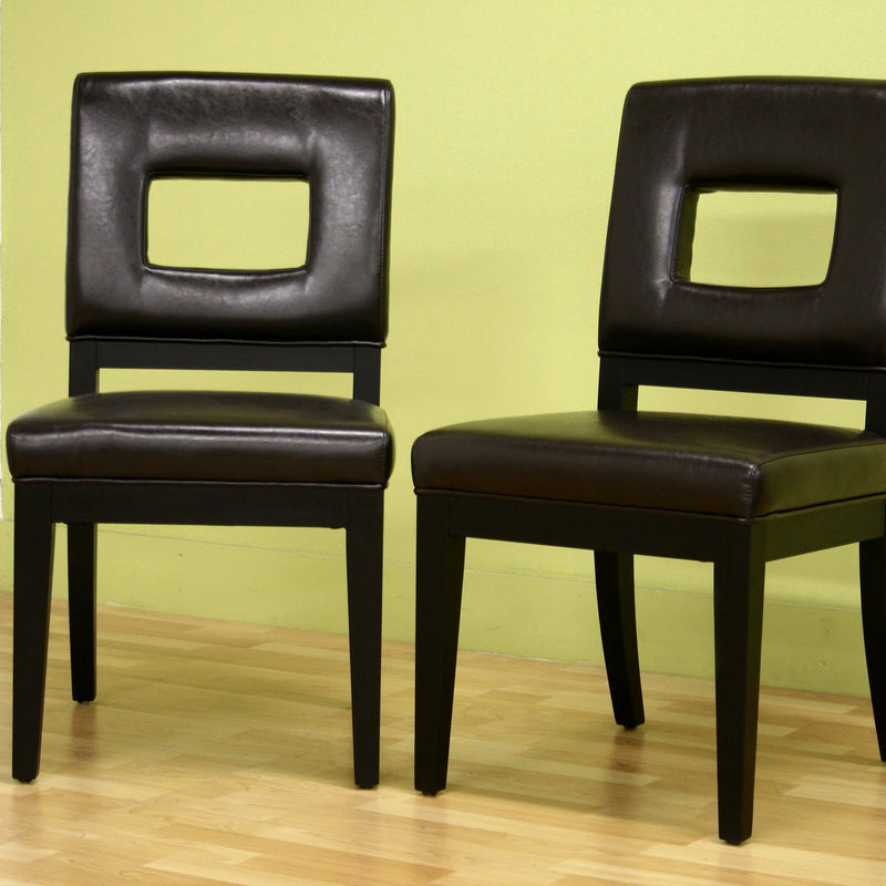 Faustino Dark Brown Leather Dining Chair - 2pcs iHome Studio