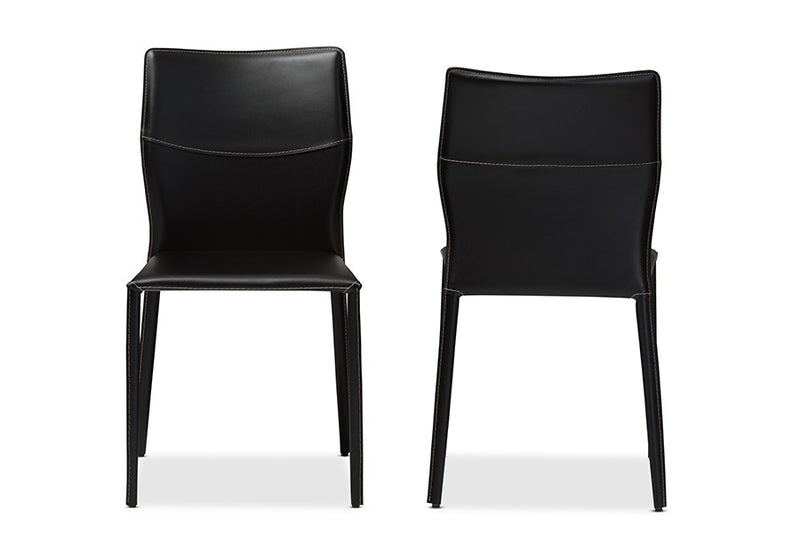 Asper Black Leather Upholstered Dining Chair - 2pcs iHome Studio