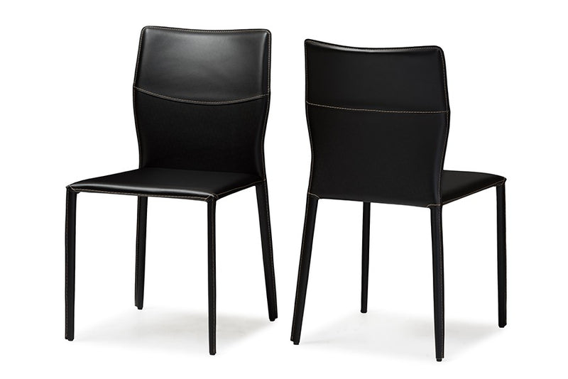 Asper Black Leather Upholstered Dining Chair - 2pcs iHome Studio