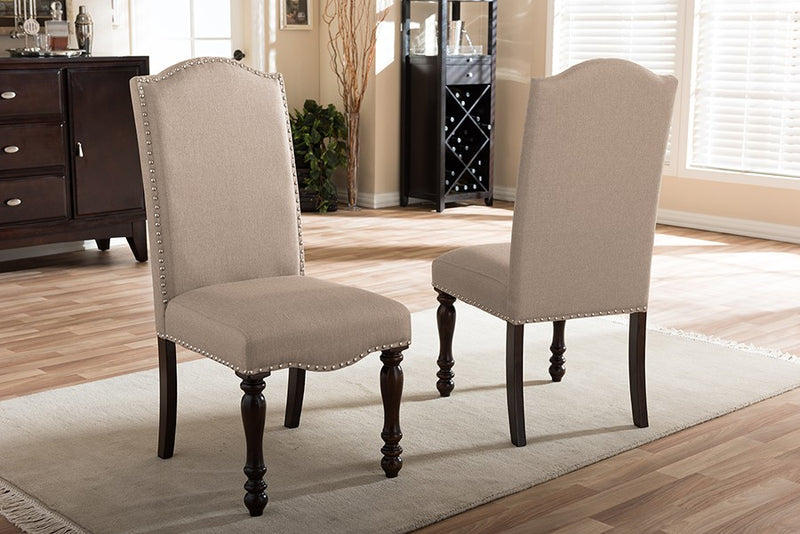 Zachary Beige Linen Fabric Upholstered Dining Chair - 2pcs iHome Studio