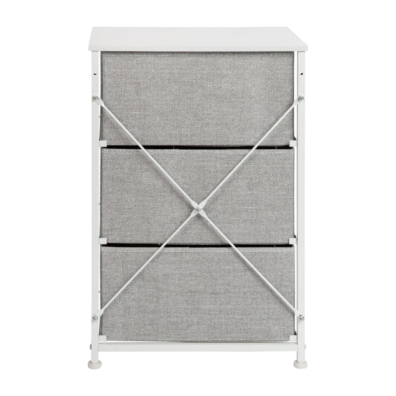 3 Drawer Vertical Storage Dresser w/Dark Grey Easy Pull Fabric Drawers iHome Studio