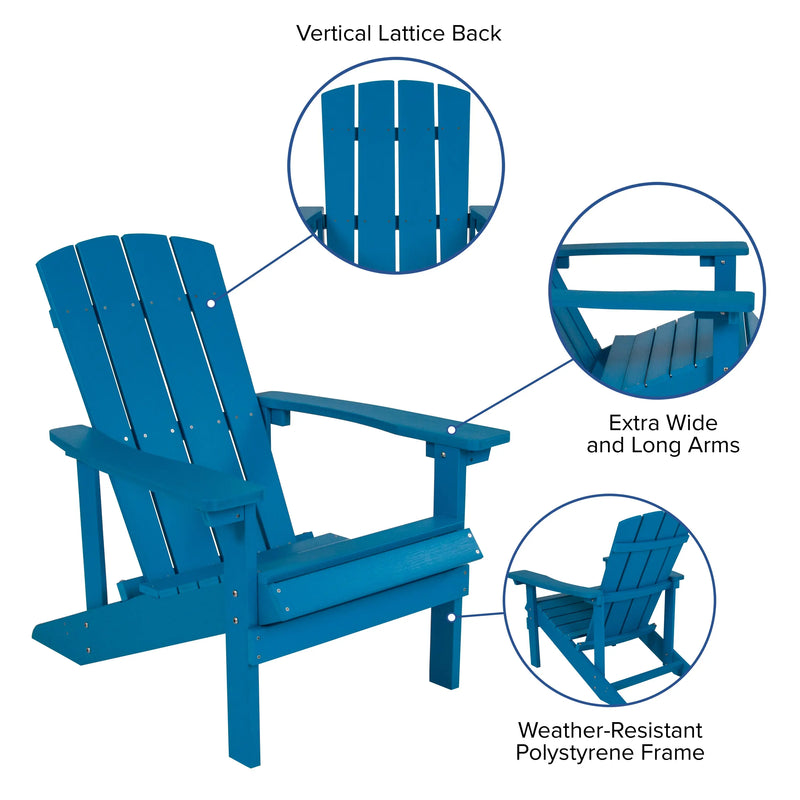 3 Piece Poly Resin Wood Adirondack Chair Set w/Fire Pit iHome Studio