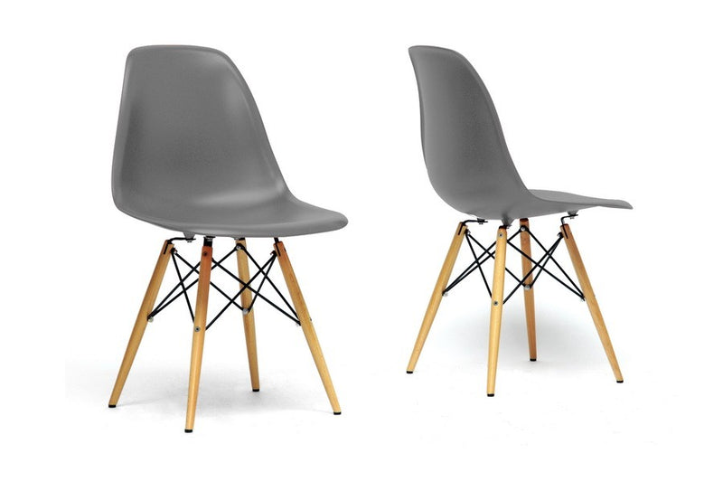 Azzo Grey Plastic Mid-Century Shell Chair - 2pcs iHome Studio