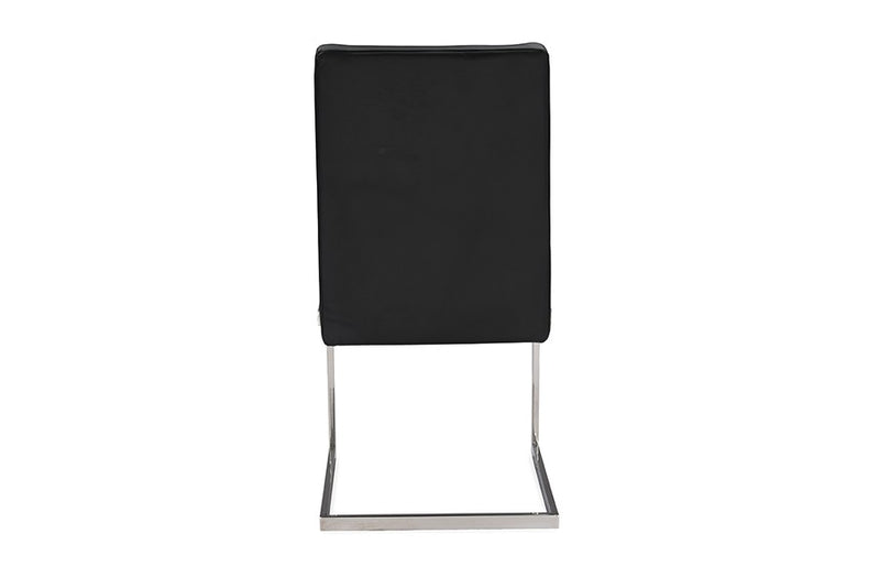 Toulan Black Faux Leather Upholstered Stainless Steel Dining Chair - 2pcs iHome Studio