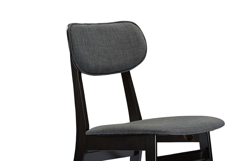 Debbie Mid-Century Dark Brown Wood Grey Fabric Dining Chair - 2pcs iHome Studio