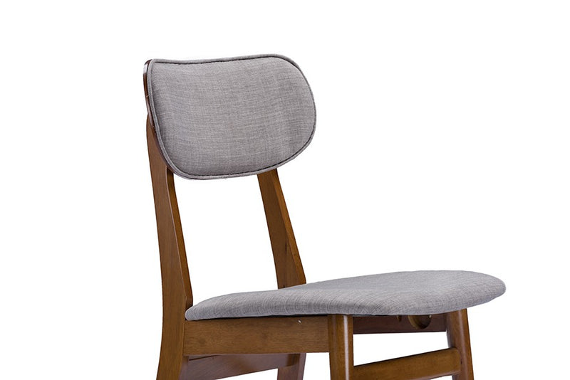 Sacramento Mid-Century Dark Walnut Wood Grey Fabric Dining Chair - 2pcs iHome Studio