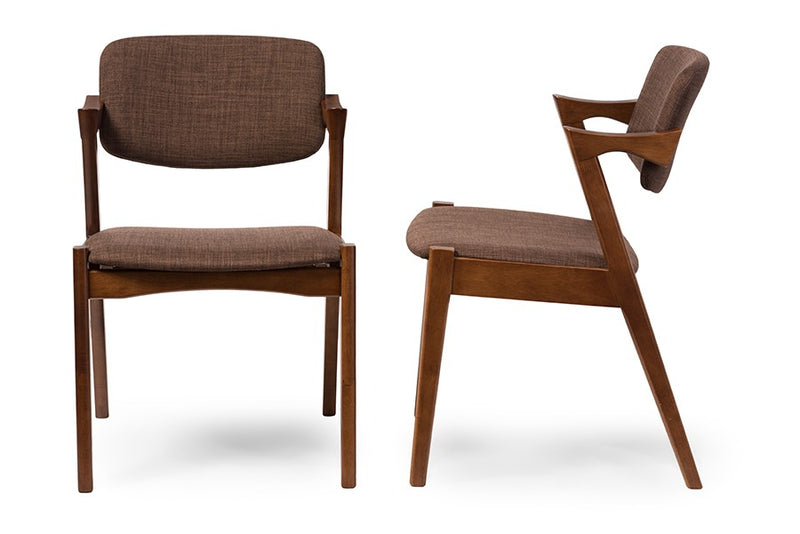 Scandinavian Style Brown Fabric Upholstered Dining Armchair - 2pcs iHome Studio