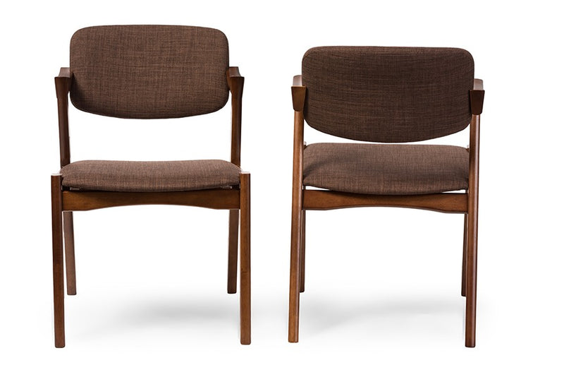 Scandinavian Style Brown Fabric Upholstered Dining Armchair - 2pcs iHome Studio