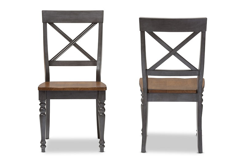 Rosalind Shabby Chic Country Cottage Weathered Dining Side Chair - 2pcs iHome Studio