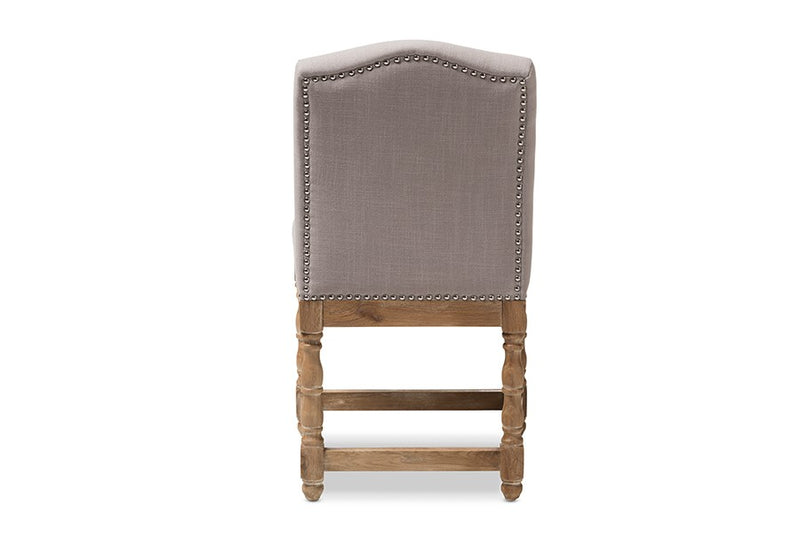 Paige Oak Wood & Beige Fabric Upholstered Dining Side Chair - 1pc iHome Studio