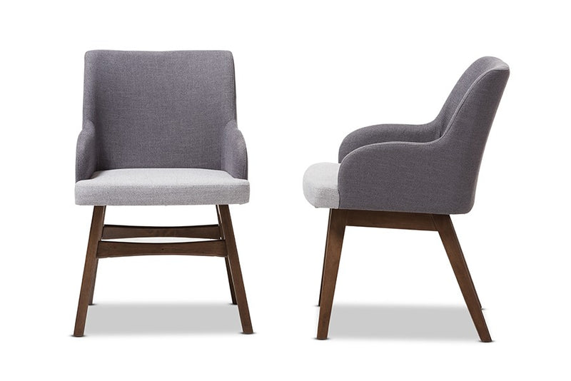 Monte Mid-Century Two-Tone Grey Fabric Armchair - 2pcs iHome Studio