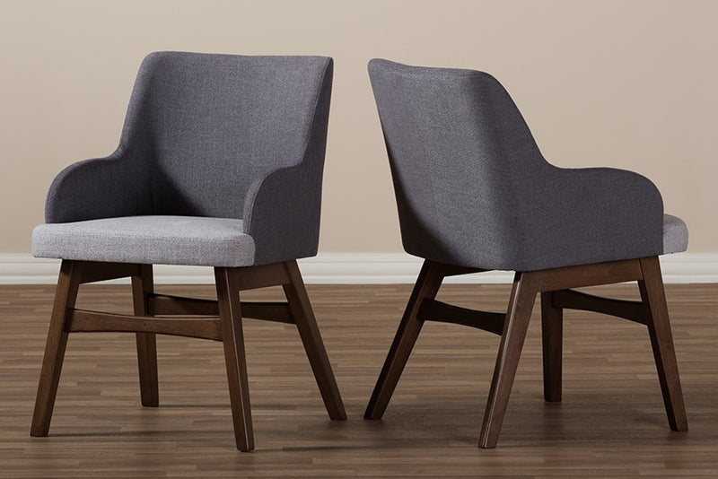 Monte Mid-Century Two-Tone Grey Fabric Armchair - 2pcs iHome Studio