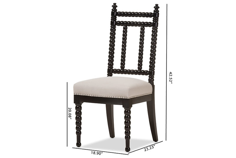 Heather Beige Fabric Upholstered & Black Finish Wood Dining Chair - 1pc iHome Studio