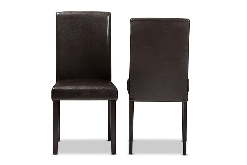 Mia Dark Brown Faux Leather Upholstered Dining Chair - 2pcs iHome Studio