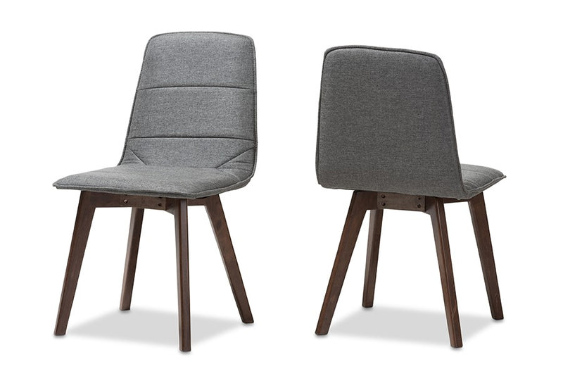 Karalee Mid-Century Dark Grey Fabric Upholstered Dining Chair - 2pcs iHome Studio