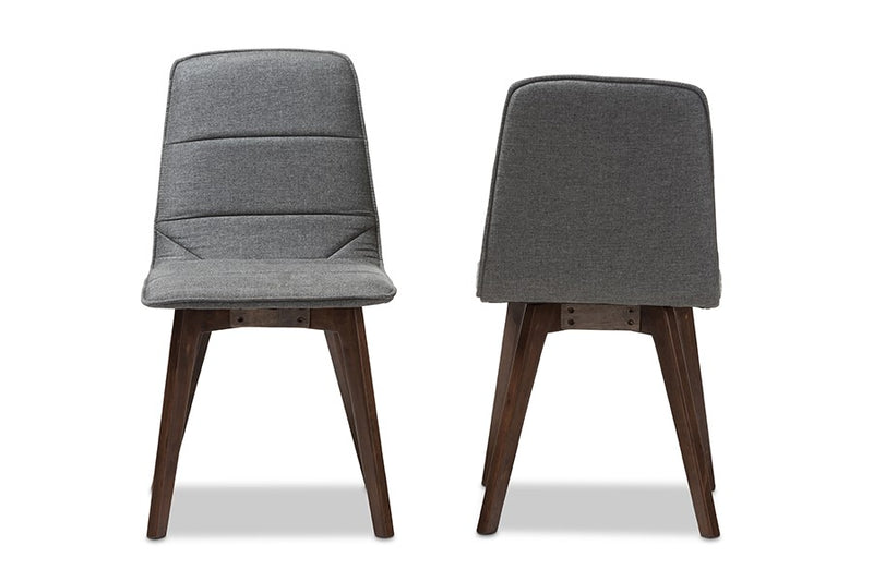 Karalee Mid-Century Dark Grey Fabric Upholstered Dining Chair - 2pcs iHome Studio