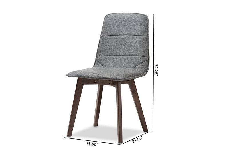 Karalee Mid-Century Dark Grey Fabric Upholstered Dining Chair - 2pcs iHome Studio