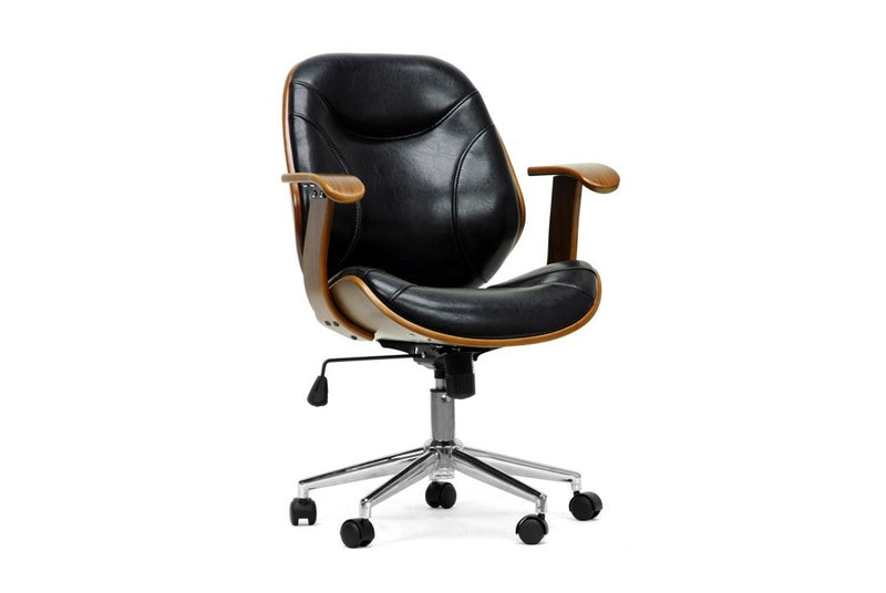 Home Office Rathburn Walnut and Black Modern Office Chair iHome Studio