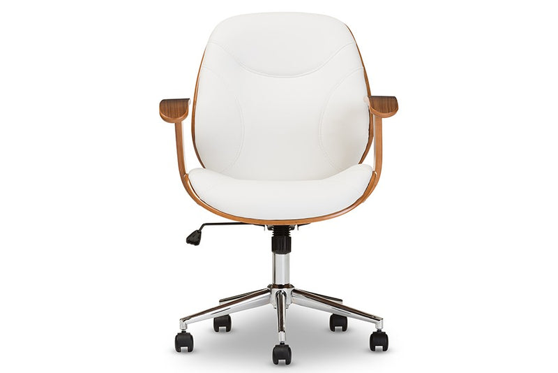 Home Office Rathburn Modern and Contemporary White and Walnut Office Chair iHome Studio