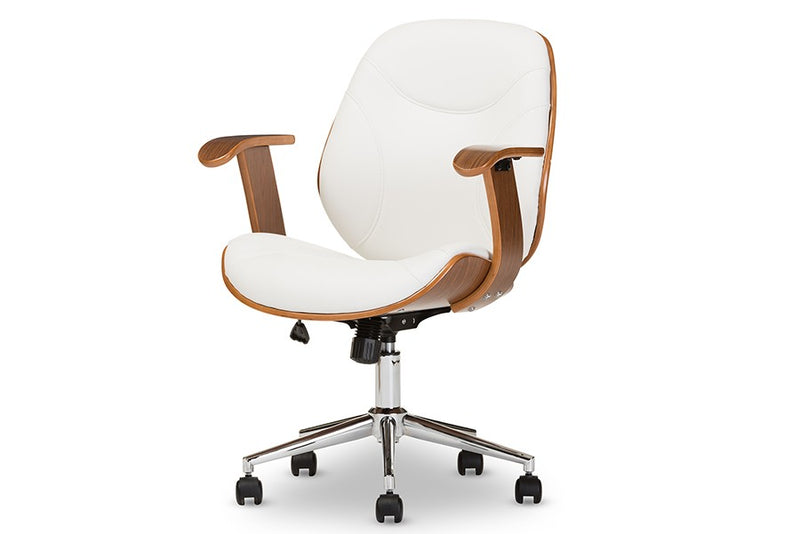 Home Office Rathburn Modern and Contemporary White and Walnut Office Chair iHome Studio