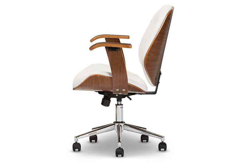 Home Office Rathburn Modern and Contemporary White and Walnut Office Chair iHome Studio