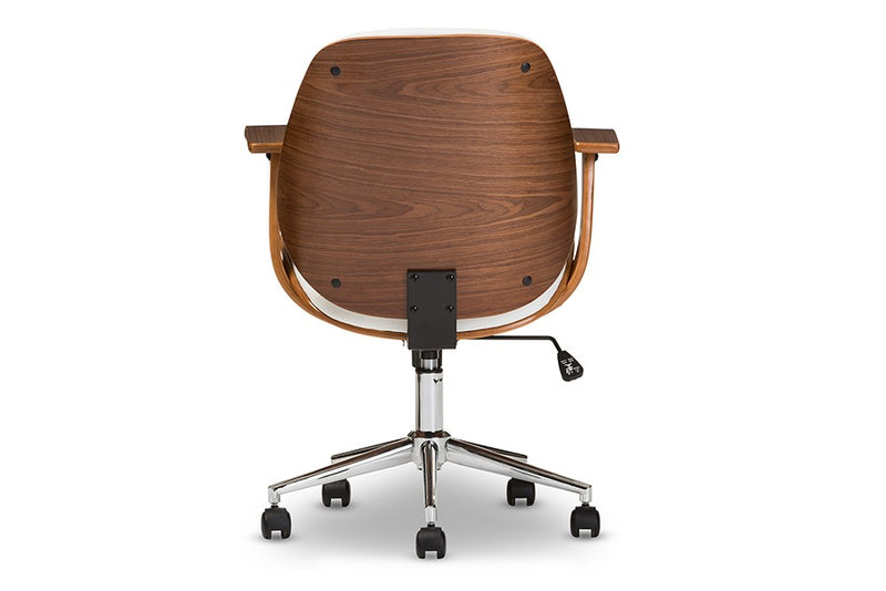 Home Office Rathburn Modern and Contemporary White and Walnut Office Chair iHome Studio