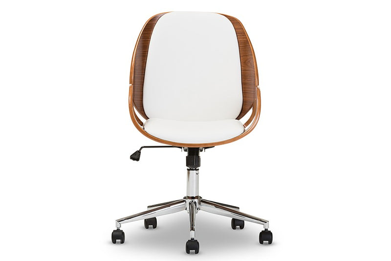 Home Office Watson Modern and Contemporary White and Walnut Office Chair iHome Studio