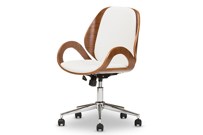 Home Office Watson Modern and Contemporary White and Walnut Office Chair iHome Studio