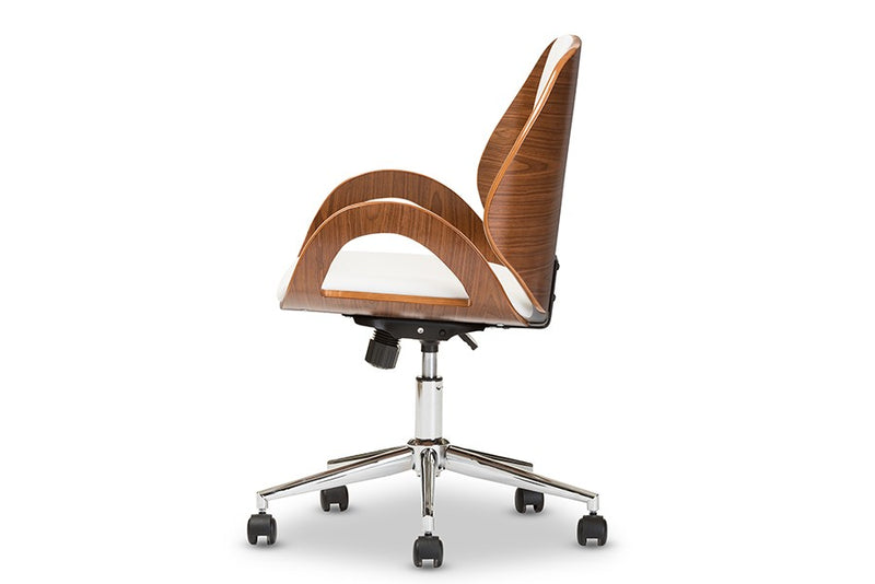 Home Office Watson Modern and Contemporary White and Walnut Office Chair iHome Studio