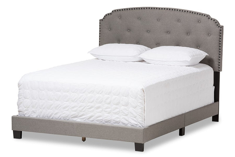 Lexi Light Grey Fabric Upholstered Box Spring Bed (King) iHome Studio