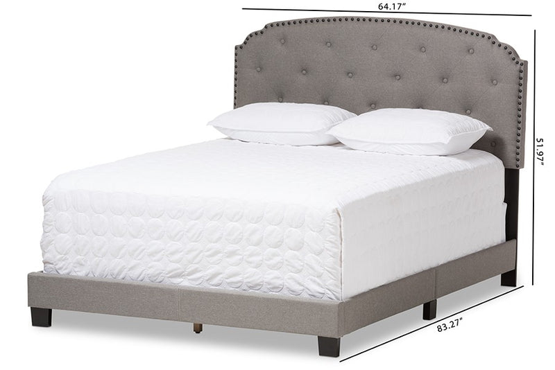Lexi Light Grey Fabric Upholstered Box Spring Bed (King) iHome Studio