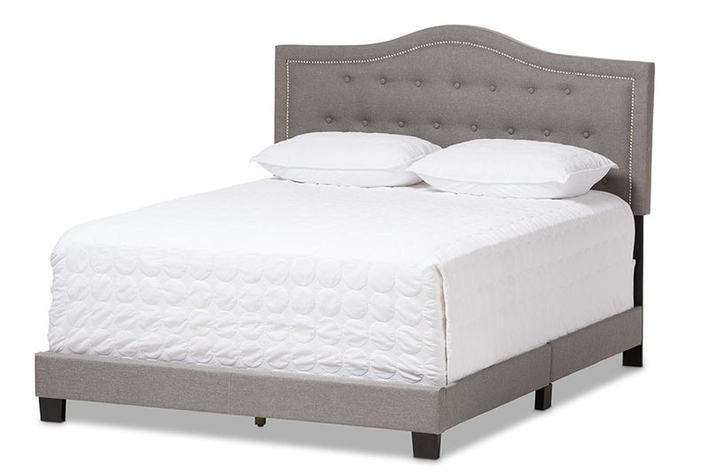 Emerson Light Grey Fabric Upholstered Box Spring Bed (Full) iHome Studio