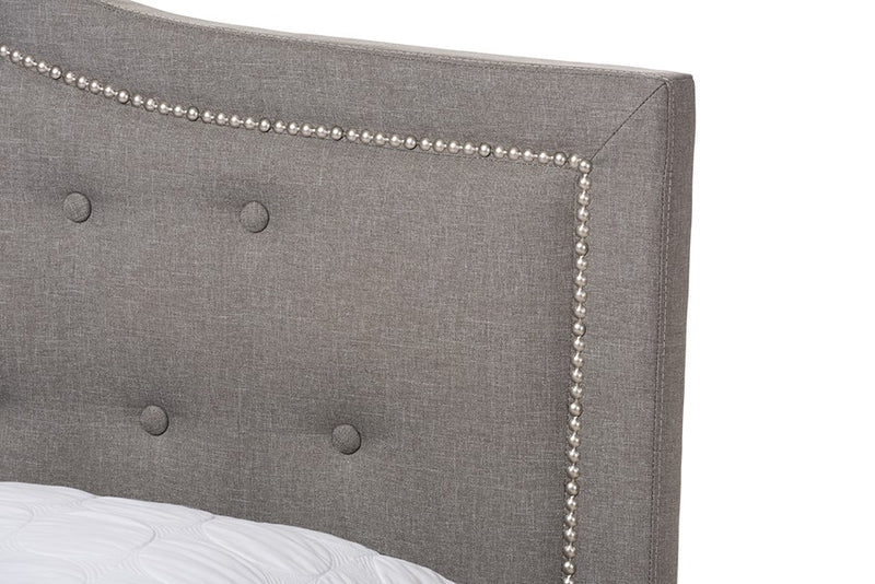 Emerson Light Grey Fabric Upholstered Box Spring Bed (Full) iHome Studio